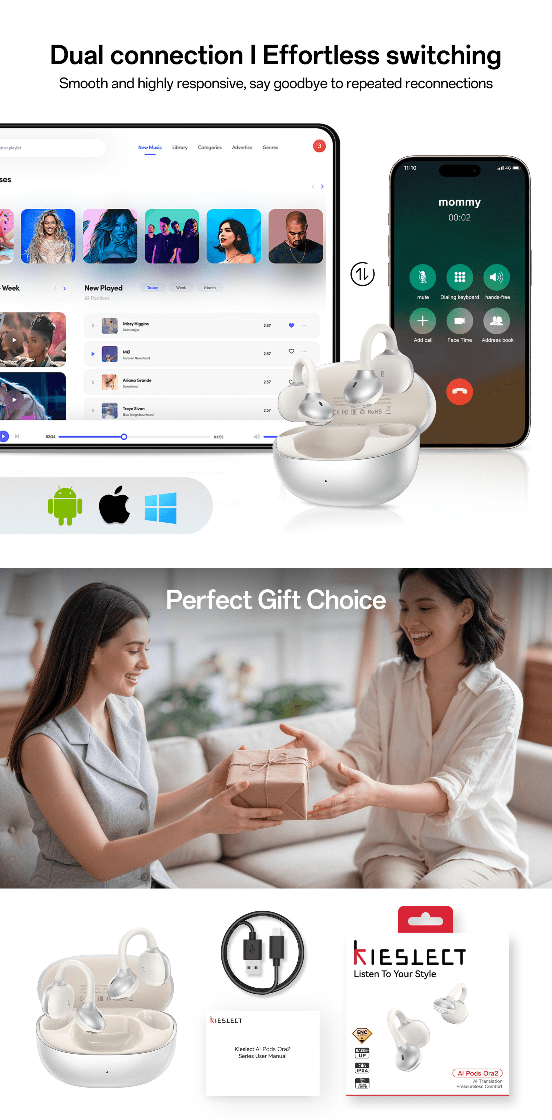 Kieslect AI Pods Ora2-AI Smart Earbuds