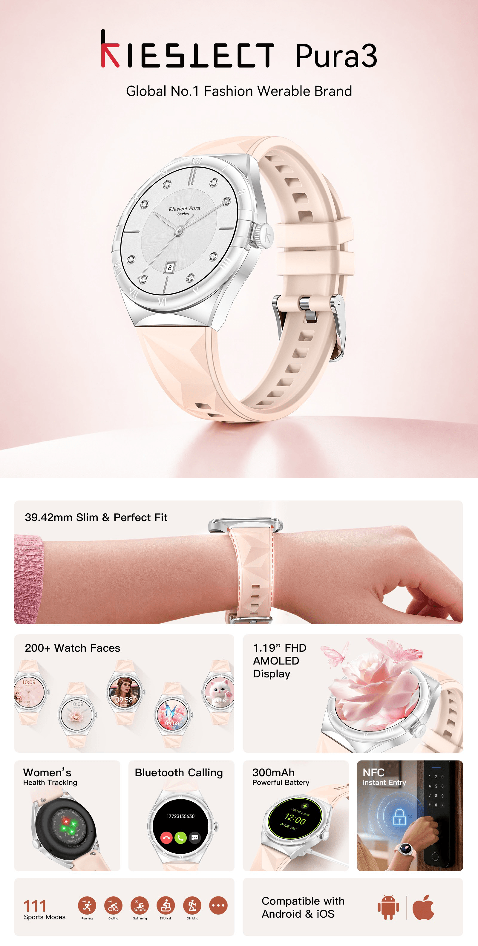 Kieslect Pura3 Women Fashion Smart Watch