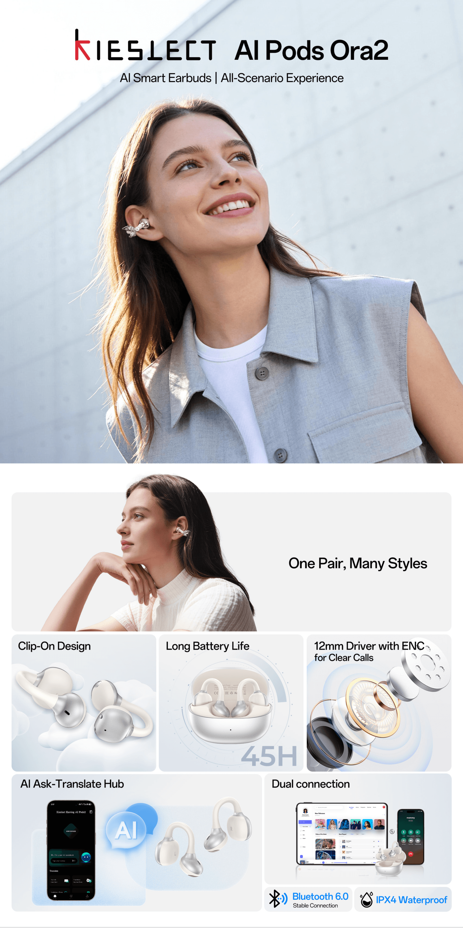 Kieslect AI Pods Ora2-AI Smart Earbuds