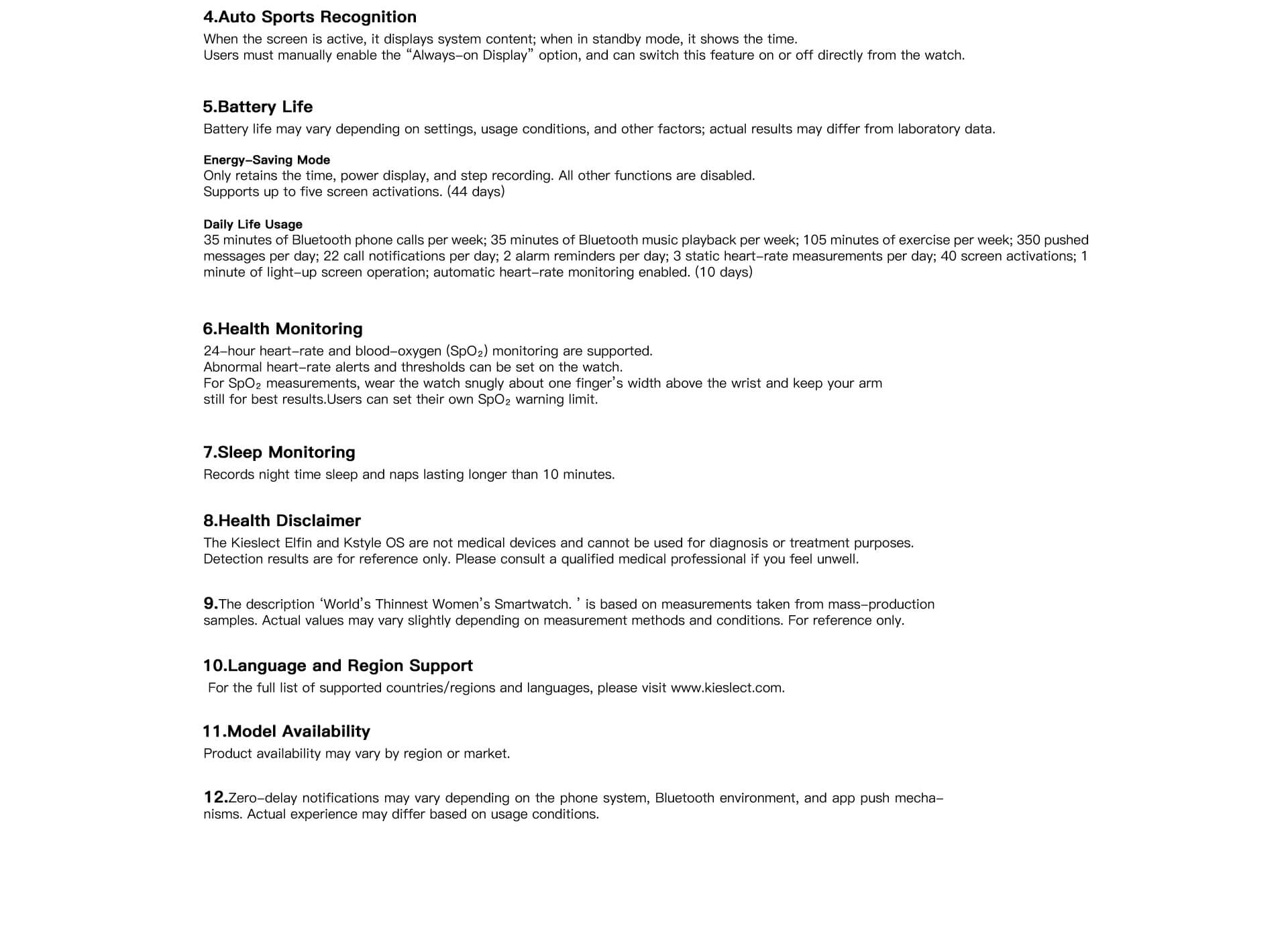 Kieslect Elfin World's Thinnest Women's Smartwatch