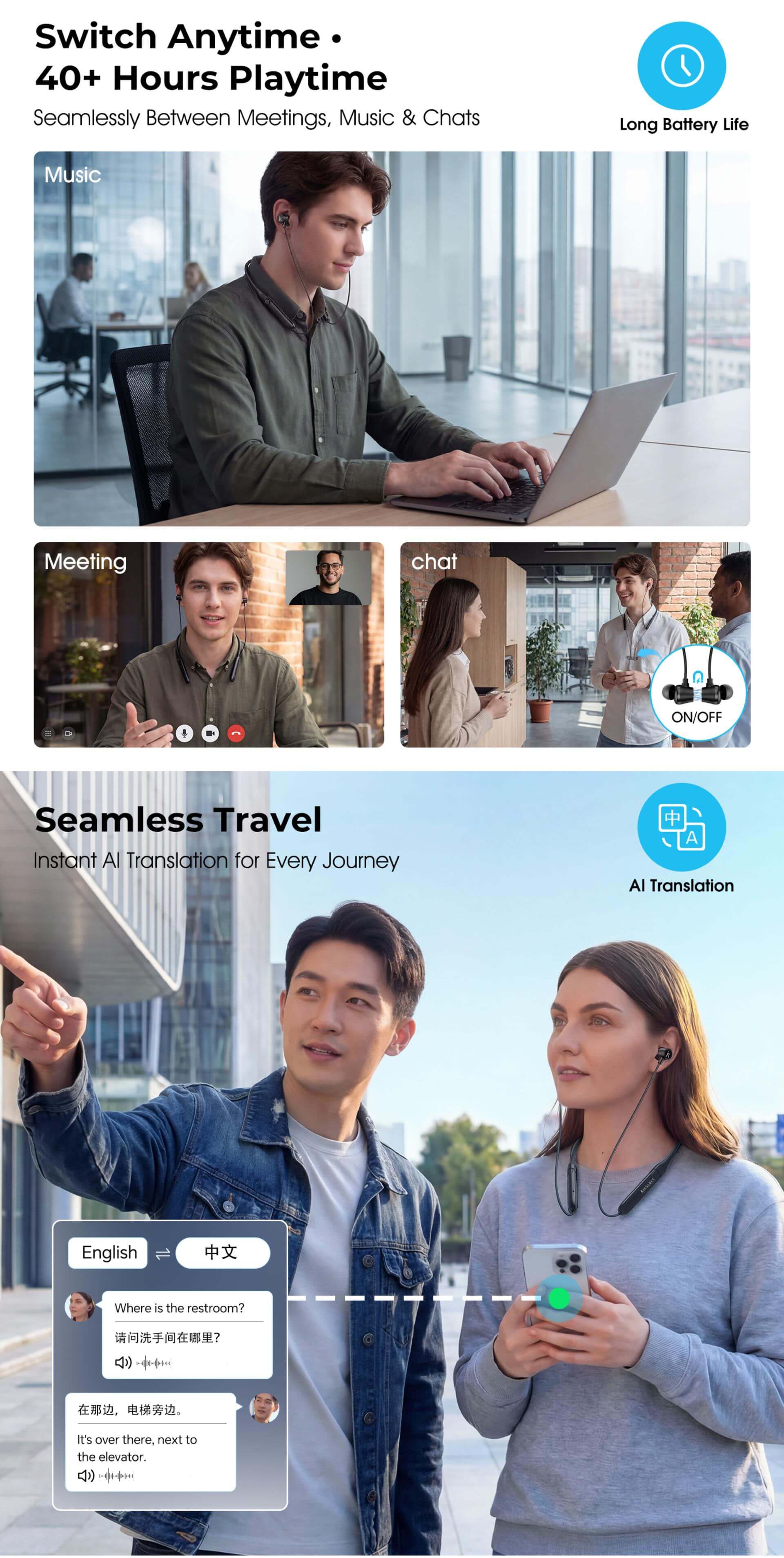 Kieslect Al Neckband 40H