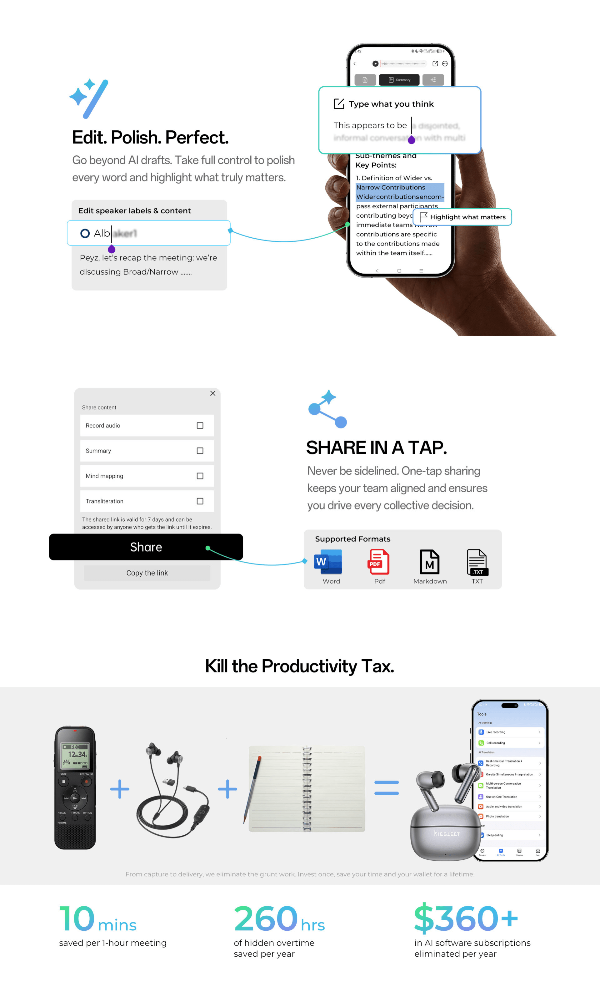 Kieslect AI NotePods 10S
