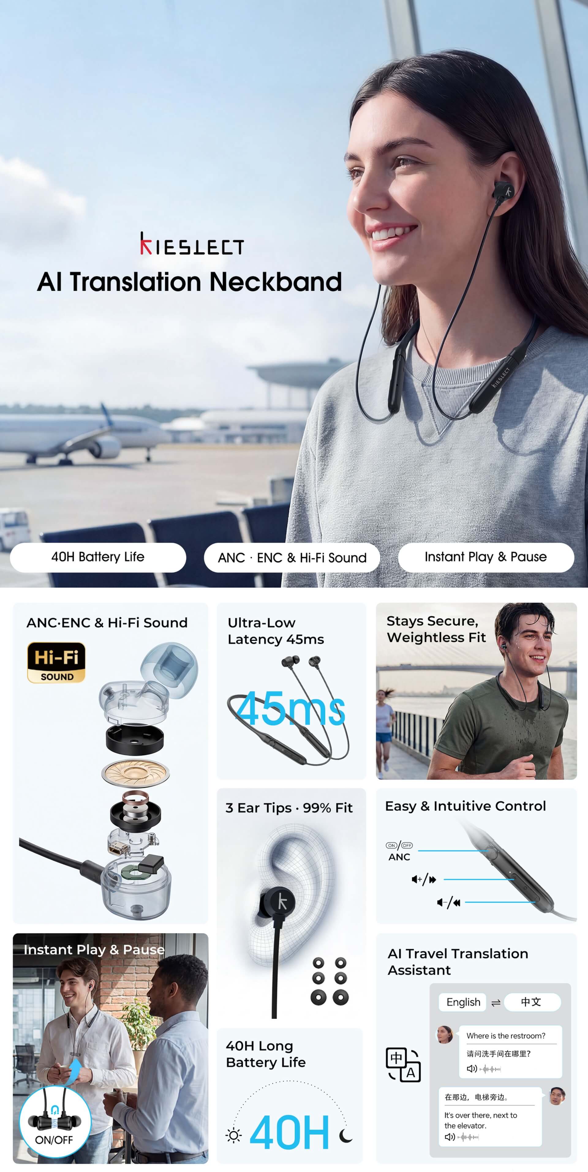 Kieslect Al Neckband 40H